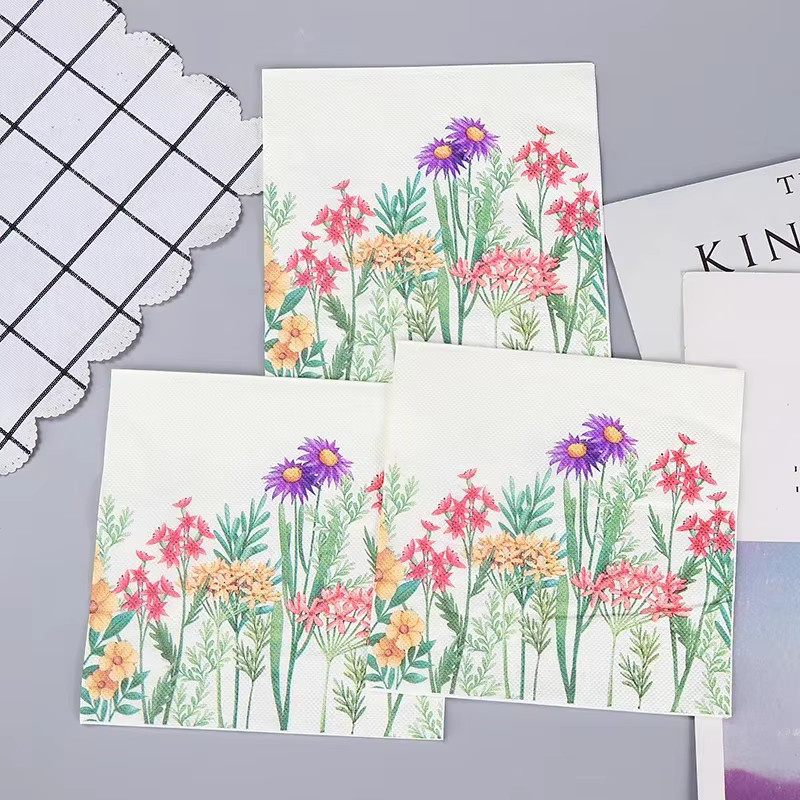 GUANYAO Servietten aus Seidenpapier mit floralem Schmetterlings-Print, bunt, 20 Stück - Bild 4