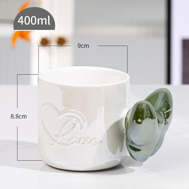 Kaffeetasse Pearl Glaze Bow mit Herz-Design aus Keramik, Weiß, 350,5 ml - Bild 1