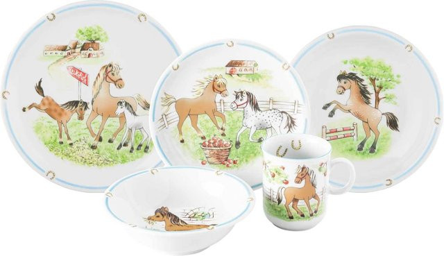 Seltmann Weiden Kindergeschirr Set Compact Mein Pony aus Porzellan, 5er Set, Mehrfarbig - Bild 1