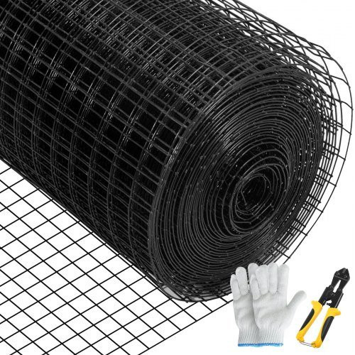 VEVOR Maschendrahtzaun aus verzinktem Stahl mit Vinylbeschichtung in Schwarz, 16-Gauge, B: 122 cm, L: 1524 cm - Bild 1