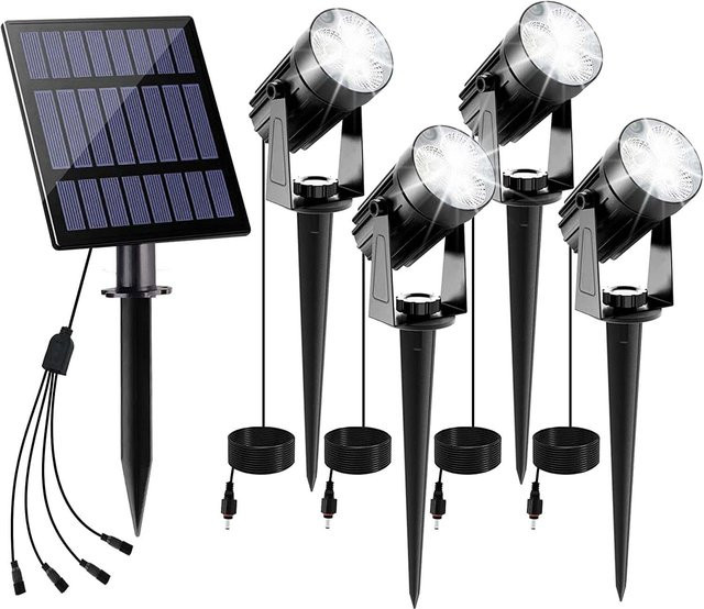 Crepow Solar LED Garten Scheinwerfer IP65 Wasserdicht mit integriertem LED in Cool Daylight 6000K für Außenbereich und Landschaftsbau - Bild 1