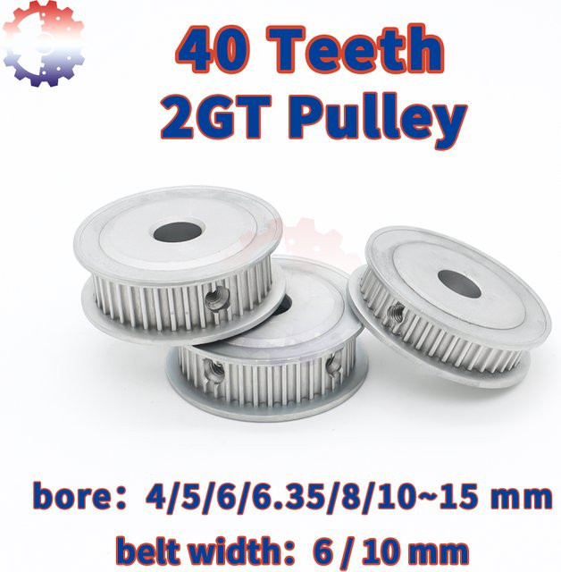 GT2 Synchronrad mit 40 Zähnen und 6 mm Bohrung in Silber für 3D-Drucker, Breite: 10 mm - Bild 1