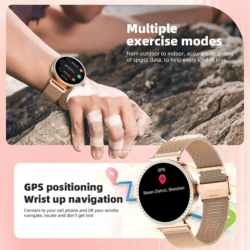LIGE Smartwatch, Diamant, Edelstahl, Schwarz, Damen - Bild 4
