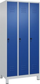 C+P Spind Classic PLUS Garderobenschrank mit 3 Abteilen, Stahlkonstruktion, Grau/Blau, H x B x T: 195 x 90 x 50 cm - Bild 1