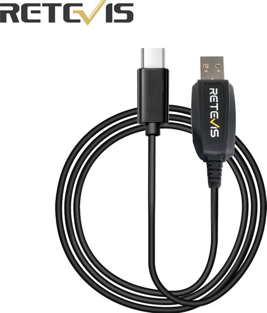 Retevis USB-C Programmierkabel für Walkie-Talkie PC48 und RB48, Schwarz, kompatibel mit Windows 7/XP/10/11 und Retevis RB648 Plus - Bild 1