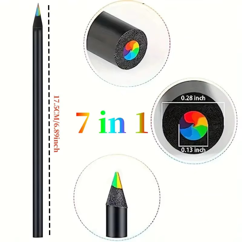 10er Set kissbuty Regenbogen Bleistifte aus Holz mit 7 Farben und Graphit in Multicolour - Bild 4