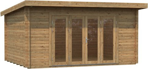 Palmako Lea Blockbohlenhaus aus Fichtenholz in Hellbraun mit Pultdach und modernem Design B/B/H: 450 x 330 x 244 cm - Bild 2