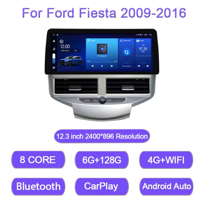 Roadonline Android 15 Auto-Multimedia-Player für Ford Fiesta MK6 MK7 2009-2016 mit 12,3 Zoll Display, 8-Kern Prozessor, 8GB RAM, 256GB Speicher, GPS, 4G und WIFI in Schwarz und Silber - Bild 5