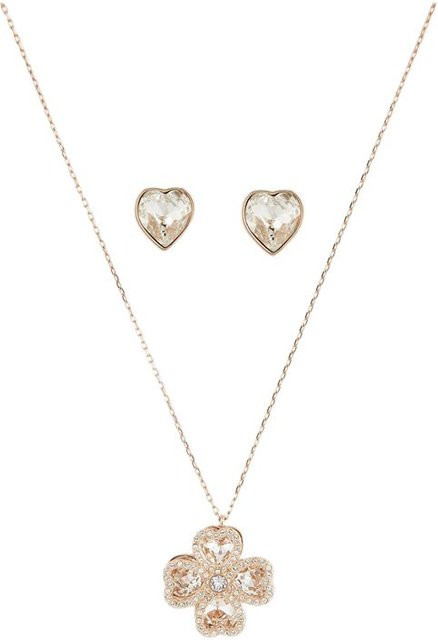 Swarovski Schmuck-Set, Kristall, Kleeblatt und Herz, Weiß, Damen - Bild 1