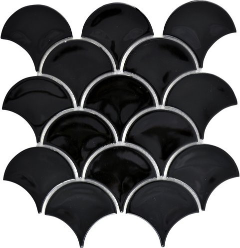 HuH Mosaikfliese Fan Wandbelag aus Keramik in Schwarz, B/H: 27,3 x 25,6 cm - Bild 1