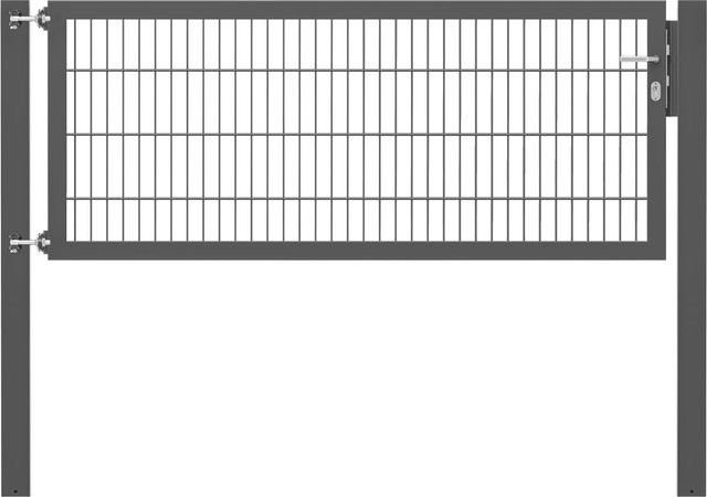 Einzeltor Flexo Plus in Anthrazit mit Pfosten, Breite: 200 cm, Höhe: 80 cm, Pfosten: 100 x 100 cm - Bild 1