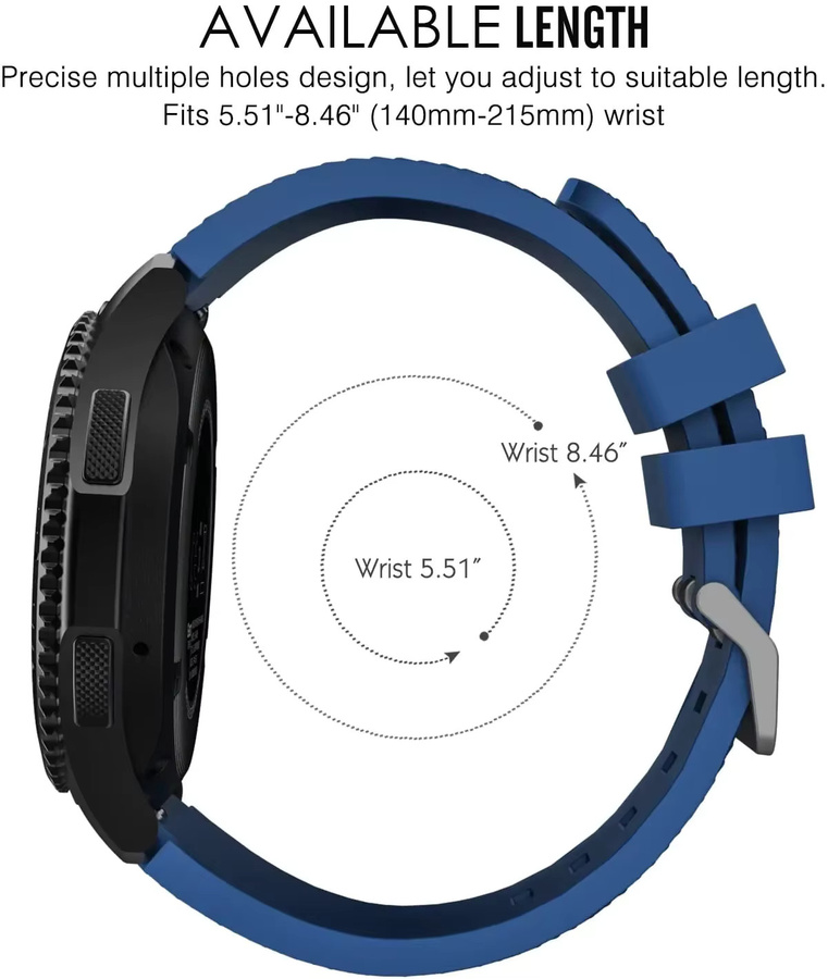 Uhrenarmband Silikon, 22 mm, Schwarz, Unisex - Bild 3