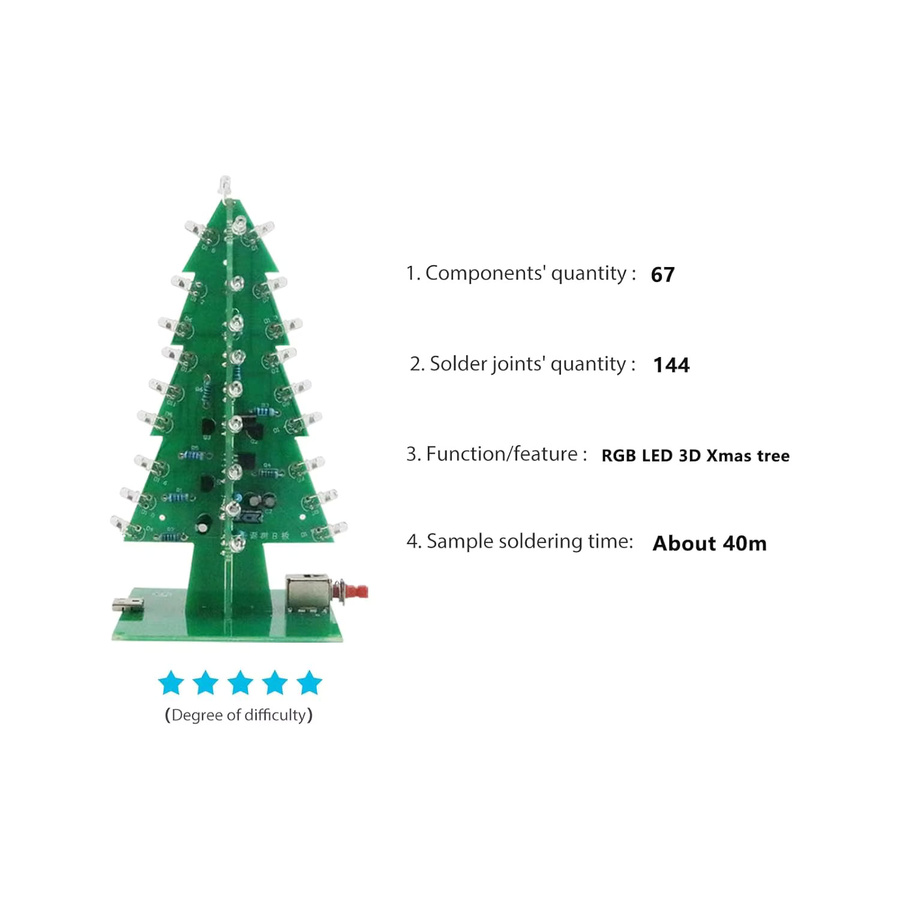 AOKIN 3D Weihnachten Weihnachtsbaum LED DIY Kits, STEM Project, Bunt / Mehrfarbig - Bild 2
