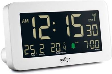 Funkwecker Uhren BC10W in Weiß und Braun mit modernem Design aus Kunststoff - Bild 1