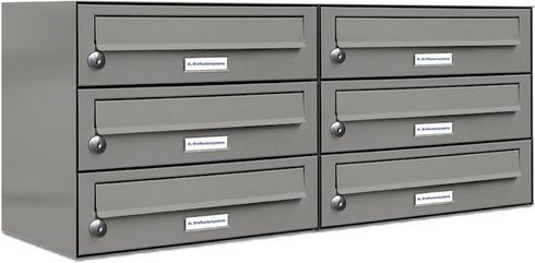 AL Briefkasten-System für 6 Parteien, Aufputzmontage, grau, B/H/T: 153,338 x 34,5 x 27,5 cm - Bild 1