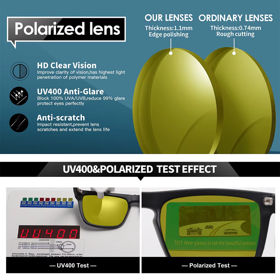 CRIXALIS Sonnenbrille, quadratisch, Vollrand, Schwarz, Herren, polarisiert - Bild 3