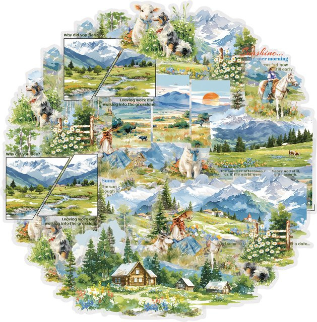 Etori Life Summer of Freedom 15-teiliges Set Aquarell-Aufkleber mit Sommermotiven und Naturlandschaften, Mehrfarbig - Bild 1