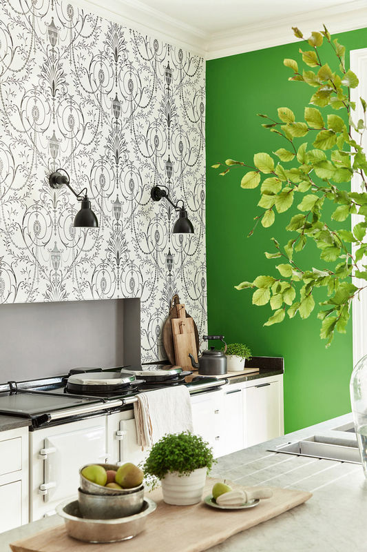 Little Greene Tapete Marlborough Glace in Schwarz-Weiß im Vintage-Stil als Vlies-Tapete - Bild 4