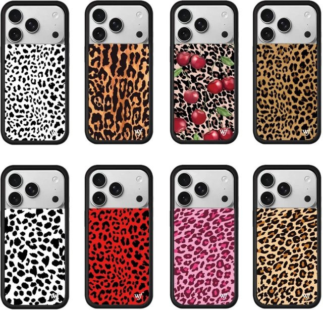 Wildflower Fashion 3D Handyhülle mit Kirschen und Leopardenmuster für iPhone 12 bis iPhone 17 Pro Max in Leopardenbraun - Bild 1