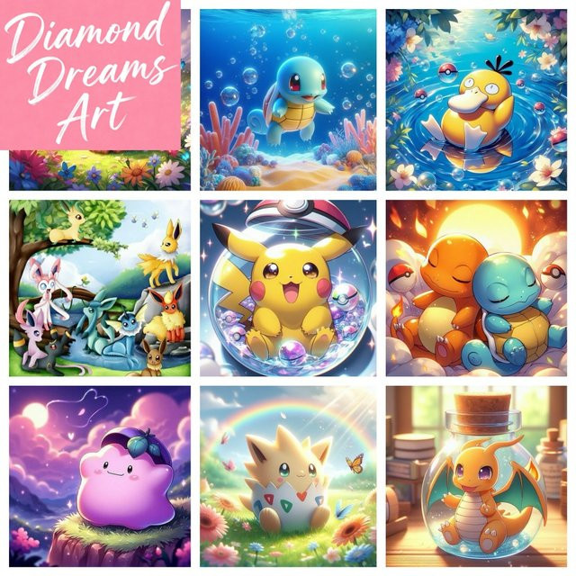 KAYOU Pokemon Diamantmalerei DIY 5D Mosaik-Stickerei-Set für Erwachsene, Multicolour, B/H/T: 20 x 20 x 20 cm - Bild 1