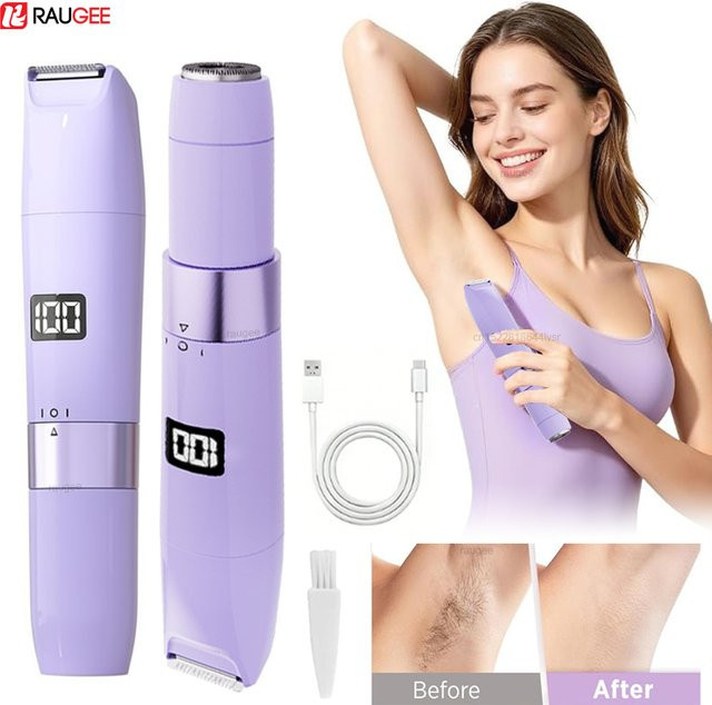 raugee Elektrischer Rasierer 2-in-1, Damen, Gesicht und Körper, weiß-lila - Bild 1