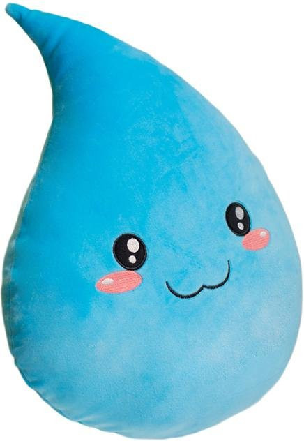 Yiran Health & Beauty Kawaii Wassertropfen Mond Plüschkissen in Blau, Durchmesser: 25 cm - Bild 1