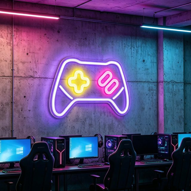 NEONAEON LED-Neonschild mit Spielcontroller-Motiv in Multicolour, USB-betriebbare Wanddekoration für Schlafzimmer und Partys - Bild 1