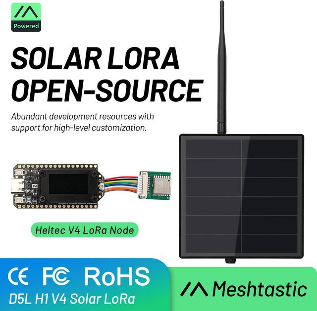 Heltec Meshtasic Solarbetriebenes ESP32 LoRa 32V4 Modul mit GPS, WiFi und Bluetooth in Schwarz - Bild 1