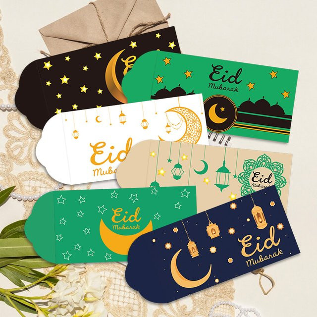 Rote Eid Mubarak Geldgeschenktüten aus Papier für Ramadan, Eid al-Adha, Hochzeiten und Geburtstage - Bild 1