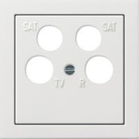 Gira Zentraleinsatz mit Zentralplatte 4fach für Koaxial-Antennensteckdose mit 2 SAT-Anschlüssen und Adapter, Weiß - Bild 1