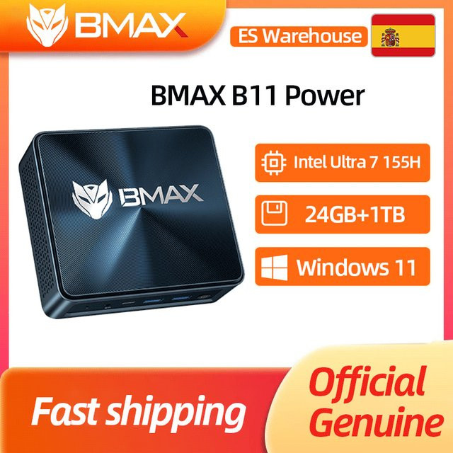 BMAX B11 Power Mini-PC mit Intel Core Ultra 7 155H, 24GB RAM, 1TB SSD, Windows 11, Schwarz - Bild 1