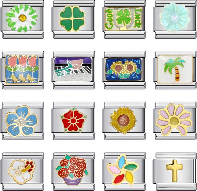 URING Charm-Element Rosenblüten-Kleeblatt, Bunt, Edelstahl, Damen - Bild 1