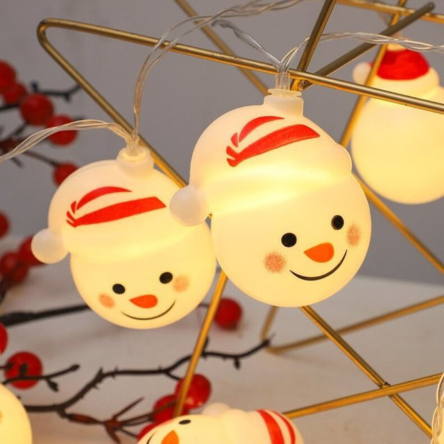 USB-Lichterkette mit Schneemann-Ornamenten für die Weihnachtsdekoration im Innenbereich, Warmweiß - Bild 1
