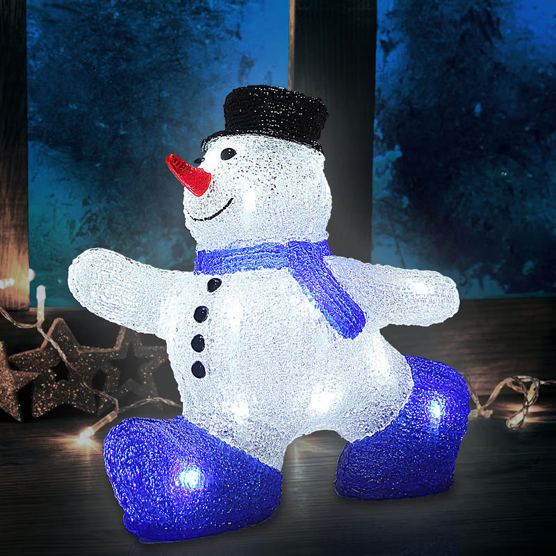 Deuba LED Schneemann Figur aus Kunststoff für Weihnachten in Weiß, Rot, Schwarz und Blau - Bild 5
