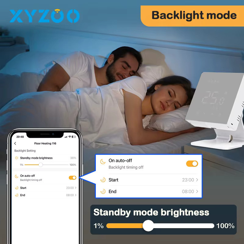 Tuya Smart WiFi-Thermostat mit RF-Funkempfänger und Fernbedienung in Weiß zur Temperaturregelung für Wasser- und Gasheizkessel, kompatibel mit Alexa und Google Home - Bild 3