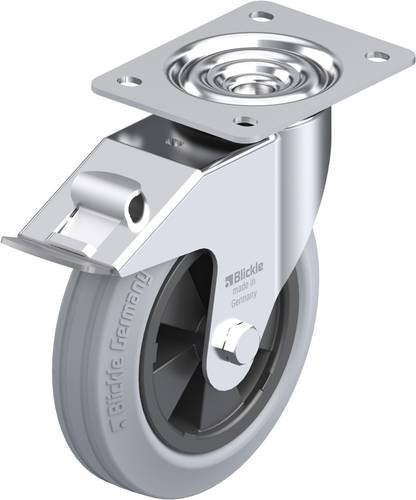 Blickle Lenkrolle LE-VPP 180G-FI-SG mit Feststeller in Silber, Rad-Durchmesser: 18 cm, Tragfähigkeit: 170 kg - Bild 1