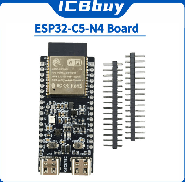 QSZNTEC ESP32-C5-DevKitC-1 N4 Entwicklungsboard mit Dualband Wi-Fi 6 in Schwarz - Bild 1