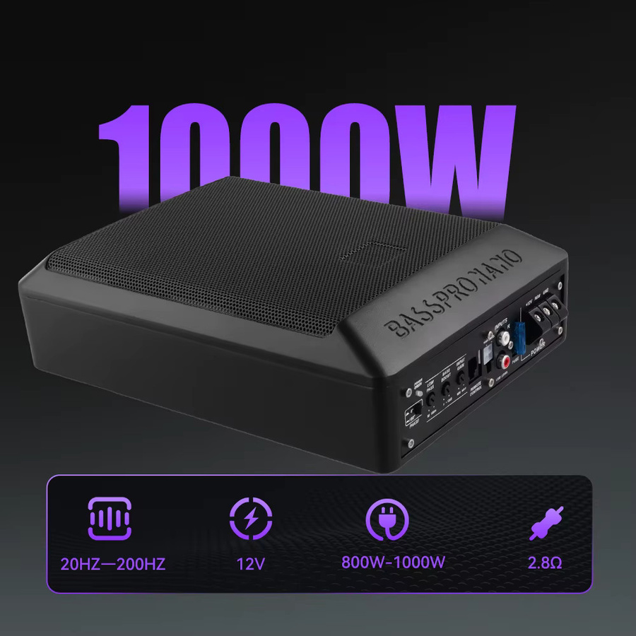 Podofo 1000 W Untersitz-Subwoofer-Soundsystem mit Verstärker für 12 V Auto und LKW in Schwarz - Bild 2