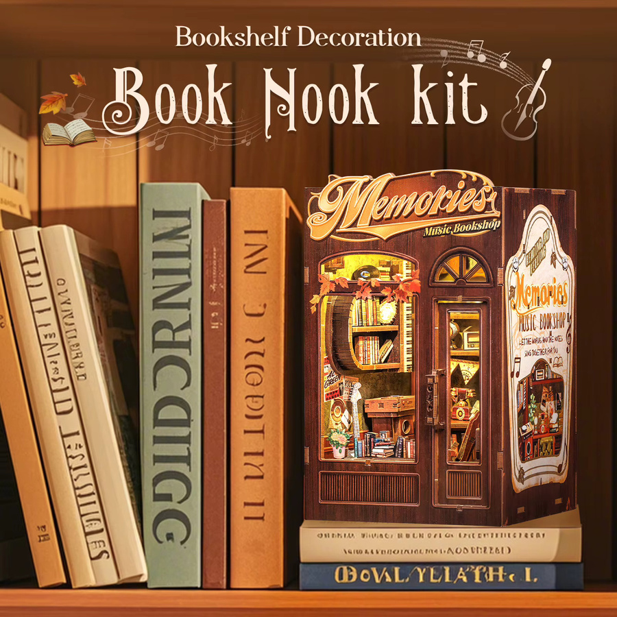 CUTEBEE DIY Book Nook Kit, Miniatur-Puppenhaus aus Holz, mit Licht - Bild 5