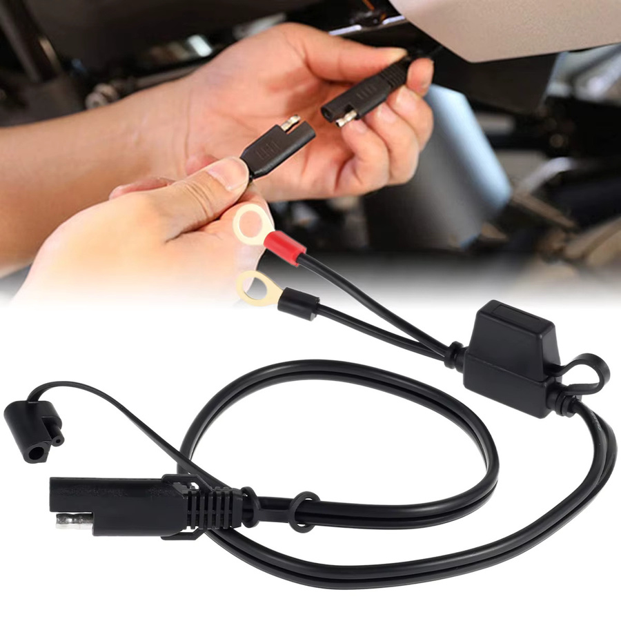 everso SAE zu Ring Terminal Verlängerungskabel für Motorrad Batterie und Ladegerät, Schwarz - Bild 5