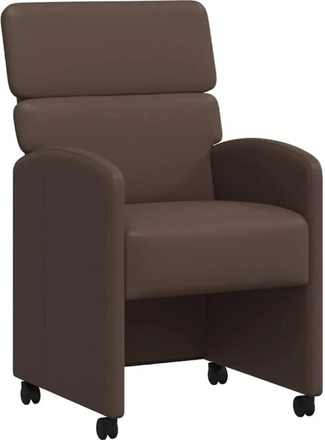 vidaXL Esszimmerstühle mit Rollen aus Kunstleder in Braun, 2er Set, B/T/H: 58 x 65 x 98 cm - Bild 1