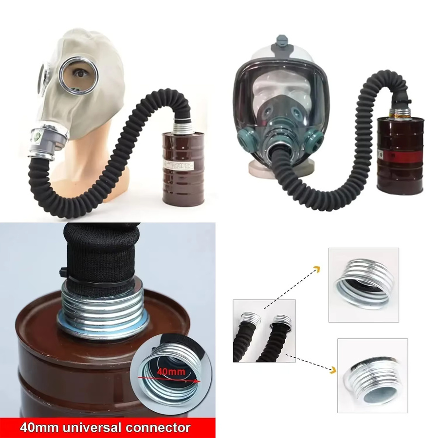 Schlauch für Gasmasken und Atemschutzgeräte mit RD40 R40 Schnittstelle 40 mm Anschluss, Schwarz, Material Kunststoff - Bild 3