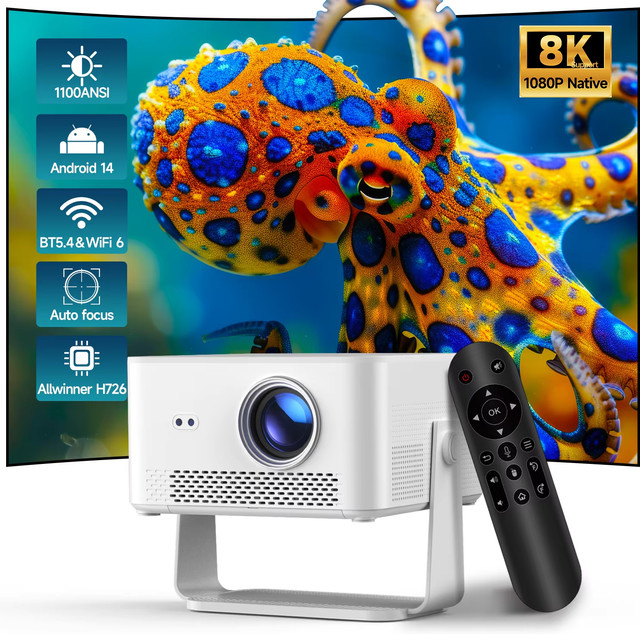 Magcubic HY450MAX Mini-Beamer in Weiß mit 1100 ANSI Lumen, 1080P Full HD, Android 14, WiFi6 und 8K Dekodierung - Bild 1