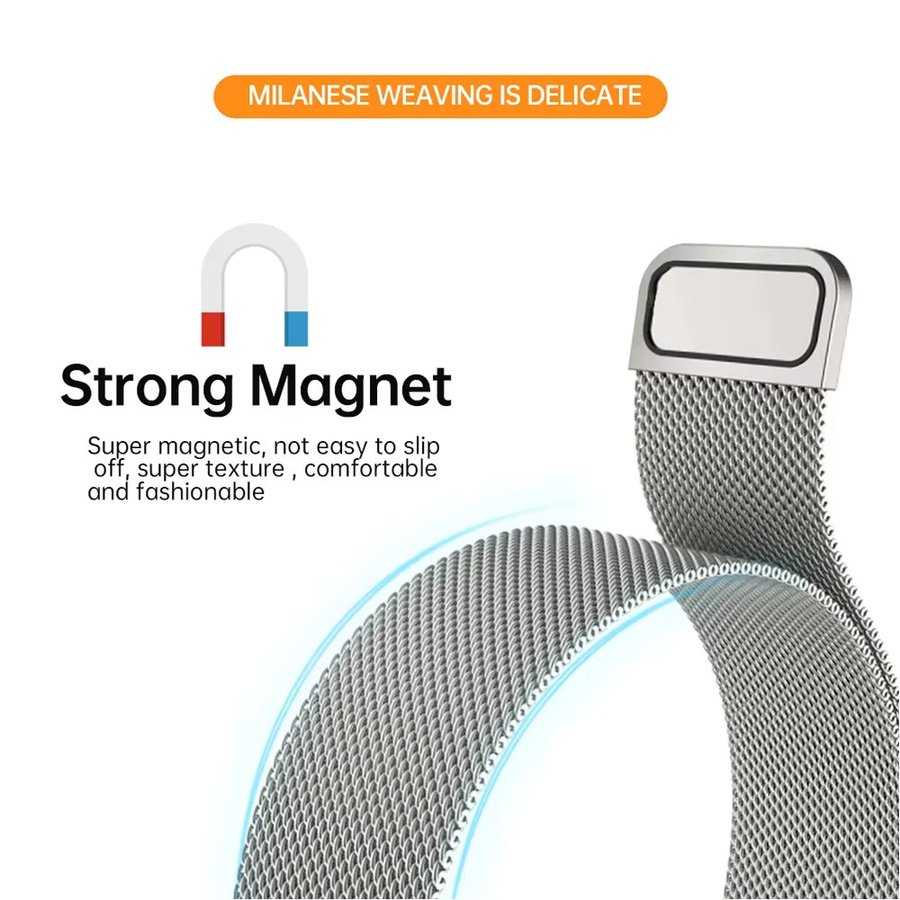 Mptionx Uhrenarmband Edelstahl, Silber, Unisex - Bild 3