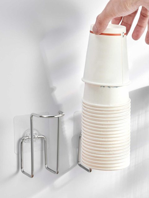 WORTHBUY Wandmontierter Einweg-Pappbecherhalter aus Edelstahl in Silber - Bild 1