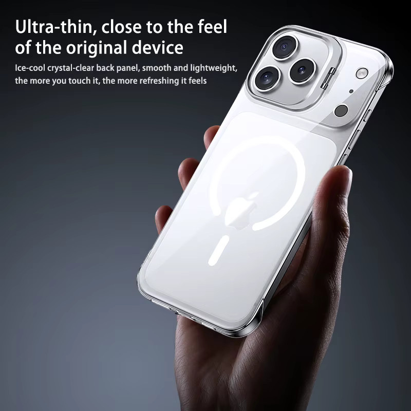 Transparente Rahmenlose Handyhülle für iPhone mit magnetischer Linsenhalterung in Weiß - Bild 6