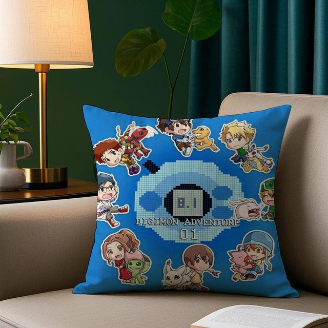GUOYU HOMEDECOR D-Digimon Adventure Kissenbezug aus Plüsch, Blau, B/T/H: 30,48 x 30,48 x 0 cm - Bild 1