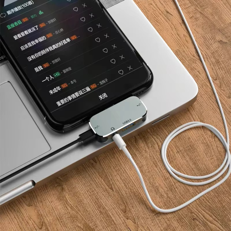 BSN USB-C zu HDMI und 3,5mm Klinke Adapter mit USB PD Konverter Hub Dockingstation für MacBook, Grau - Bild 3
