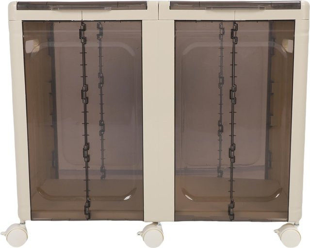 Aimo Faltbare Aufbewahrungsbox mit Rädern und transparenten Türen, stapelbar, beige - Bild 1