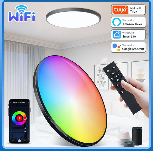 GGBEE Smart LED Deckenlampe RGB 24W mit Tuya WiFi, RF Fernbedienung und App-Steuerung für Alexa und Google Home - Bild 1